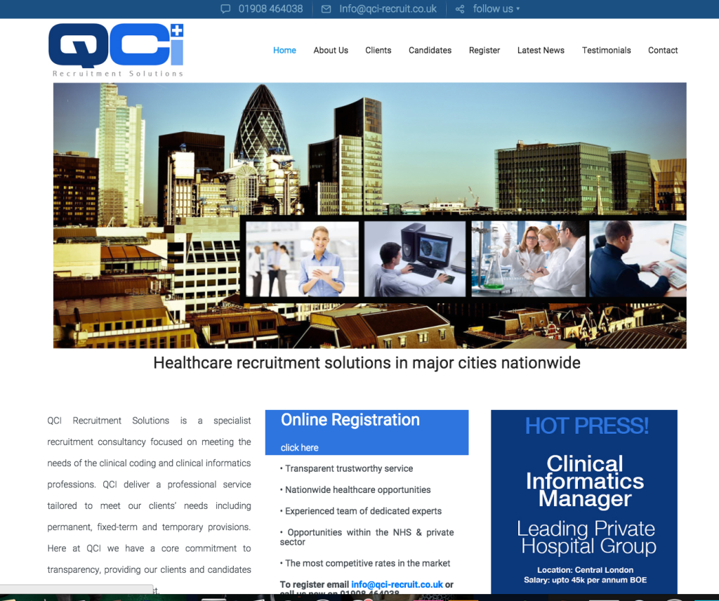 QCI web home page design by Big Stick